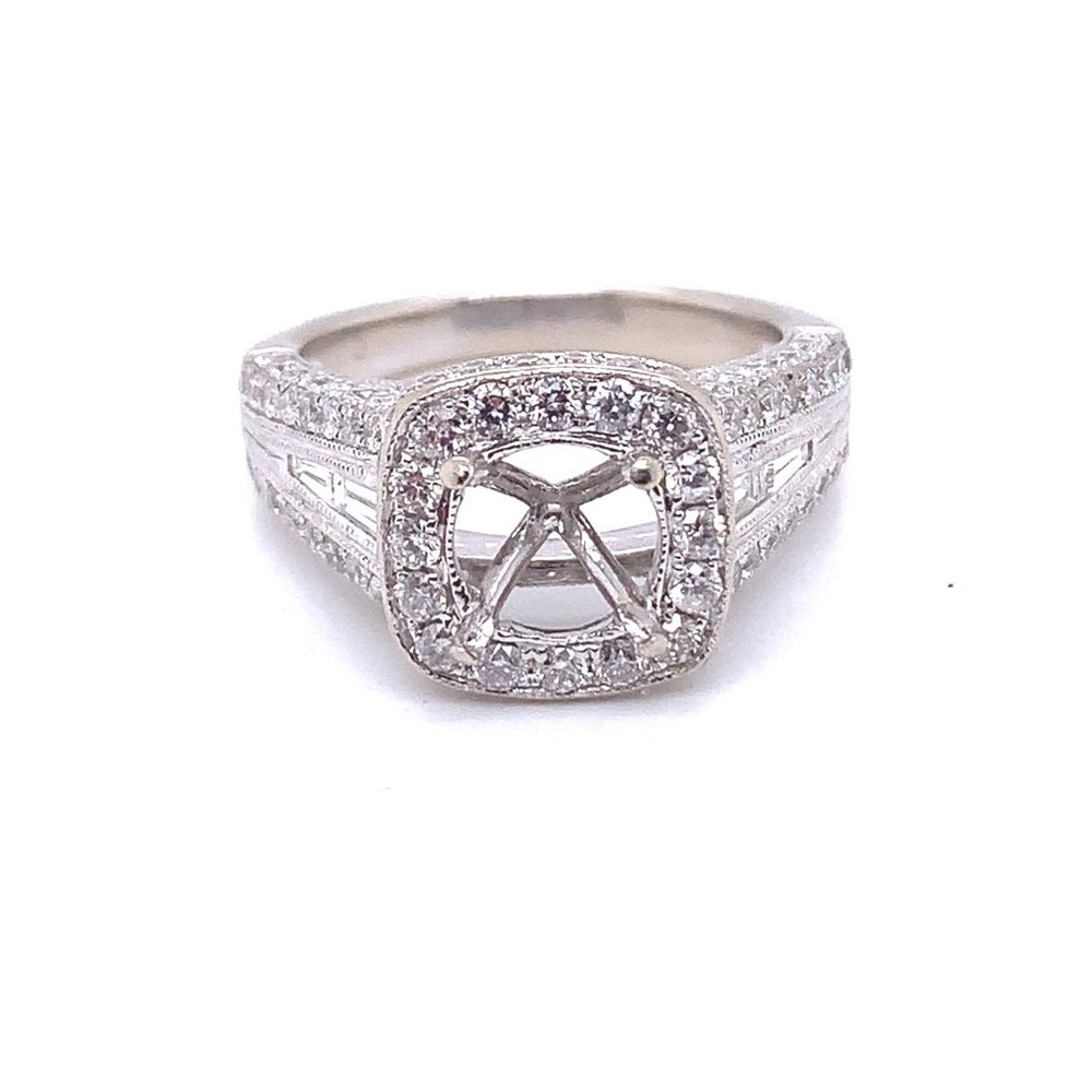 14k Solid White Gold Diamond Ring Mounting - image 1